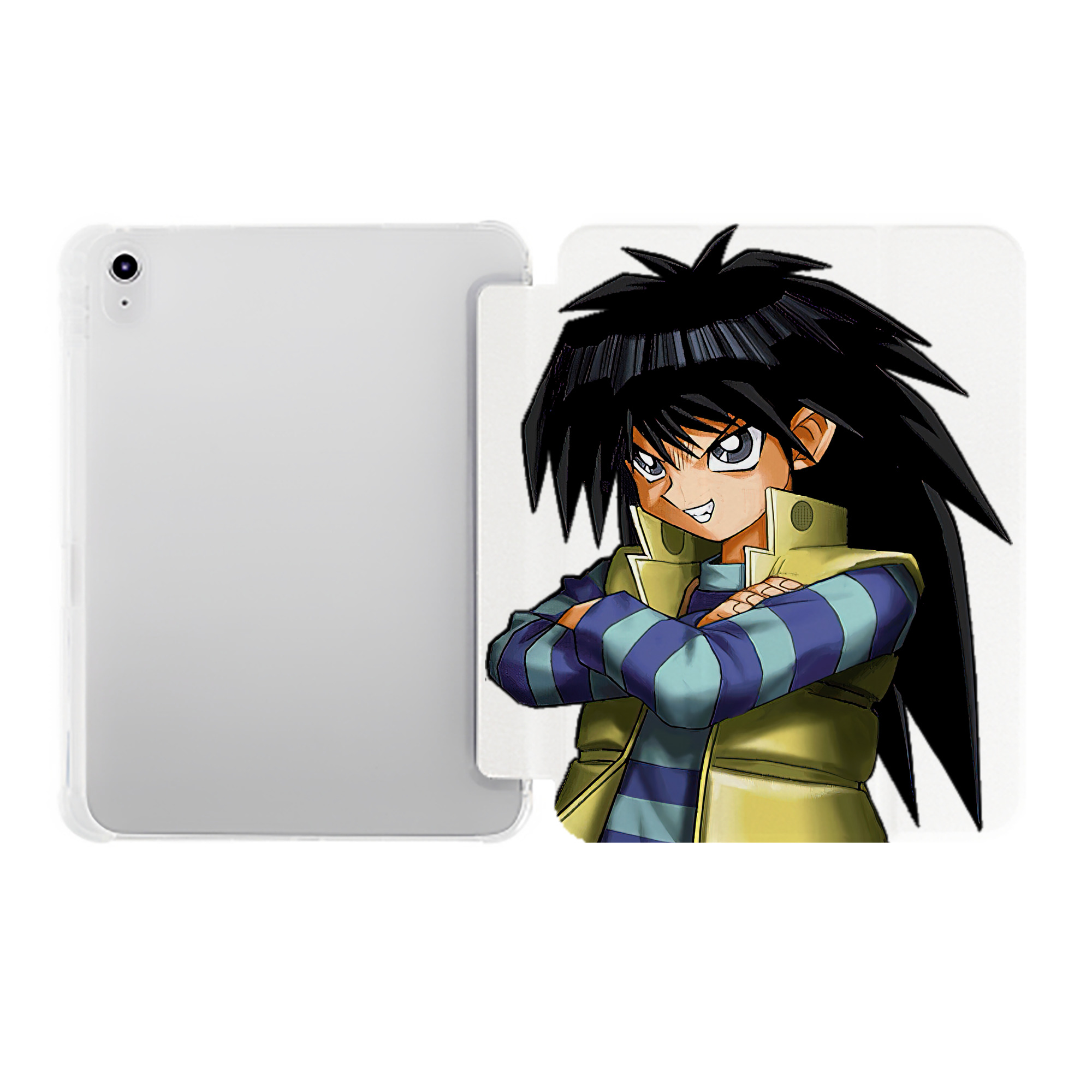 （画像用） 遊☆戯☆王 Yu-Gi-Oh! IPad ケース ペン収納付き 三つ折りスタンド PUレザー×シリコン 対応機種9.5/10.5/10.9インチ